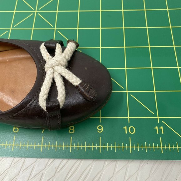 Hunter Women Ballet Flats Leather 36.5 6 6.5 Brown Leather Bow Shoes Round Toe - Picture 12 of 12